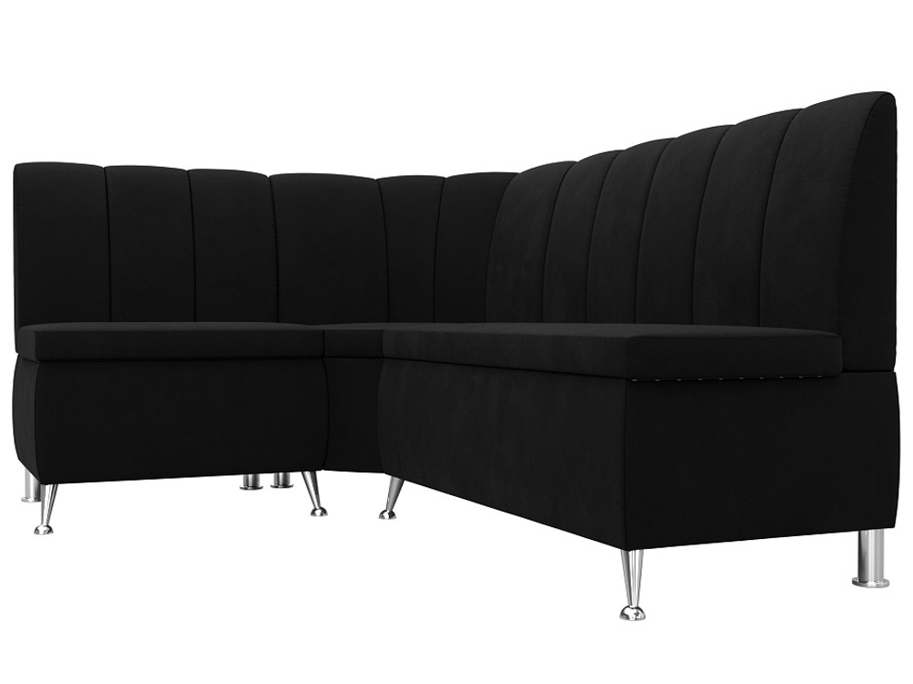 Диван кухонный угловой Кантри левый угол, Черный, Микровельвет, 29450L