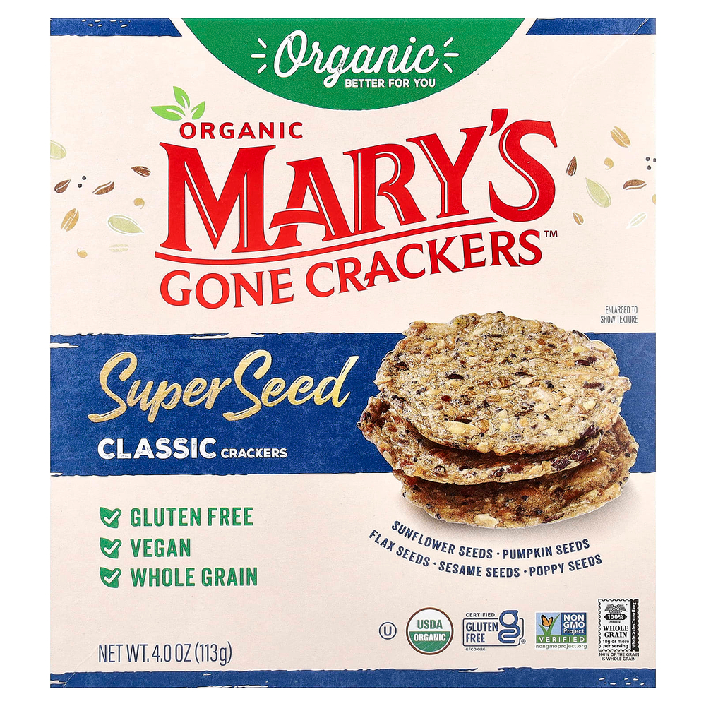 Mary's Gone Crackers, органические крекеры из суперсемена, классические, 113 г (4 унции)