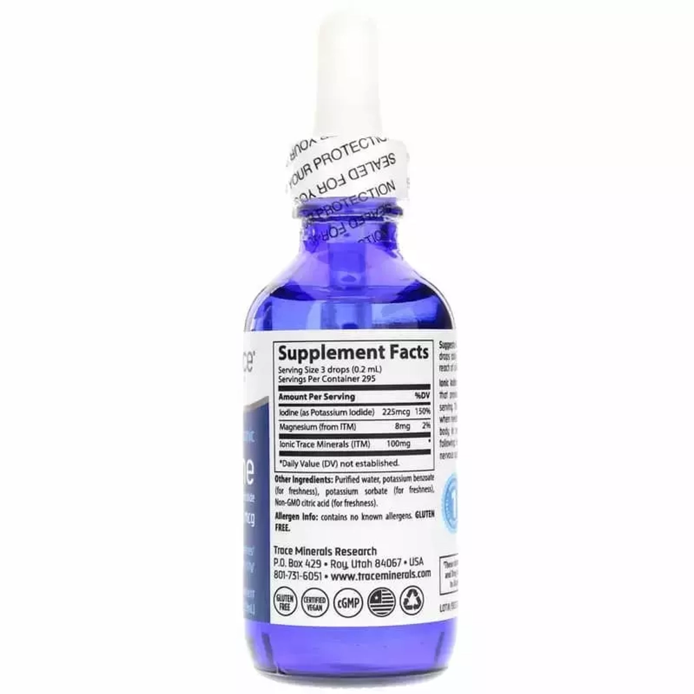 Trace minerals ionic iodine 225 mcg 59ml.