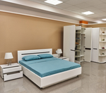 Кровать с настилом Стокгольм белый/белый глянец 1400