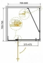 Душевой уголок Cezares Slider 70х80 SLIDER-AH-1-80-70/80-GRIGIO-NERO стекло серое тонированное/профиль черный матовый