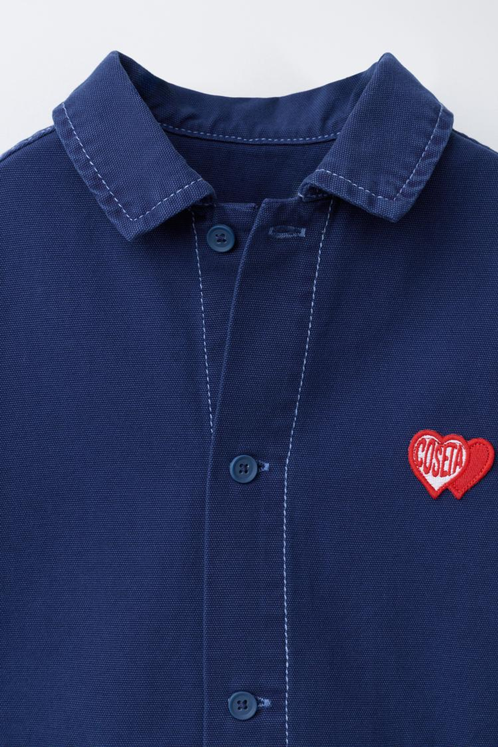 ZARA КУРТКА-РУБАШКА С НАШИВКОЙ «СЕРДЦЕ», ЧЕРНИЛЬНО-СИНИЙ