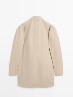 Massimo Dutti Хлопковый клетчатый тренч с внутренней отделкой, бежевый