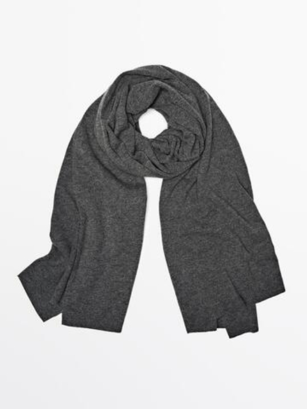 Massimo Dutti Шарф из тонкой смесовой шерсти, серый