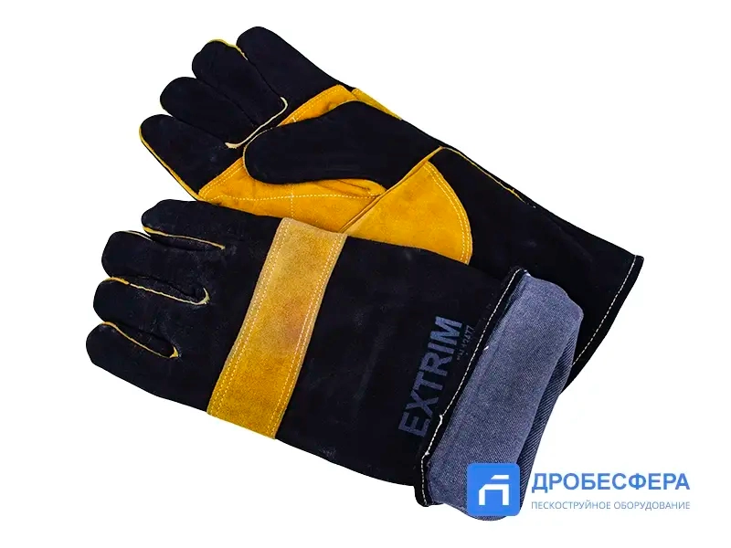 Перчатки пескоструйщика (кожа), черно-желтые арт. EXT black/yellow