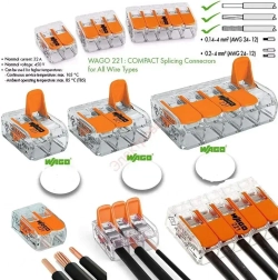 Клемма Wago 221-412, 2-х проводная для соединения проводов (Ваго), 10 шт