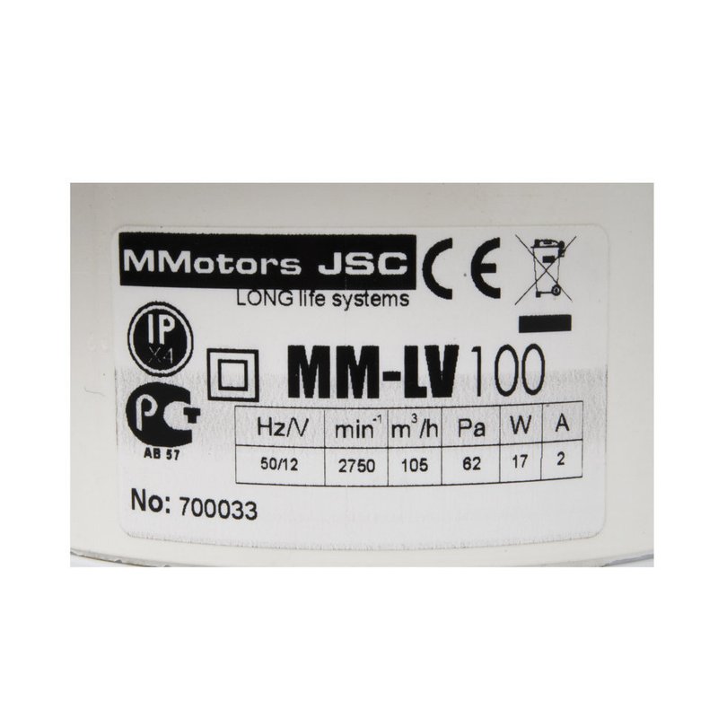 Вентилятор низковольтный для ванн ММ LV 100 круглый с обратным клапаном белый