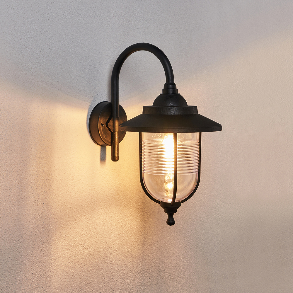 Уличный настенный светильник 100Вт E27, пластик, чёрный