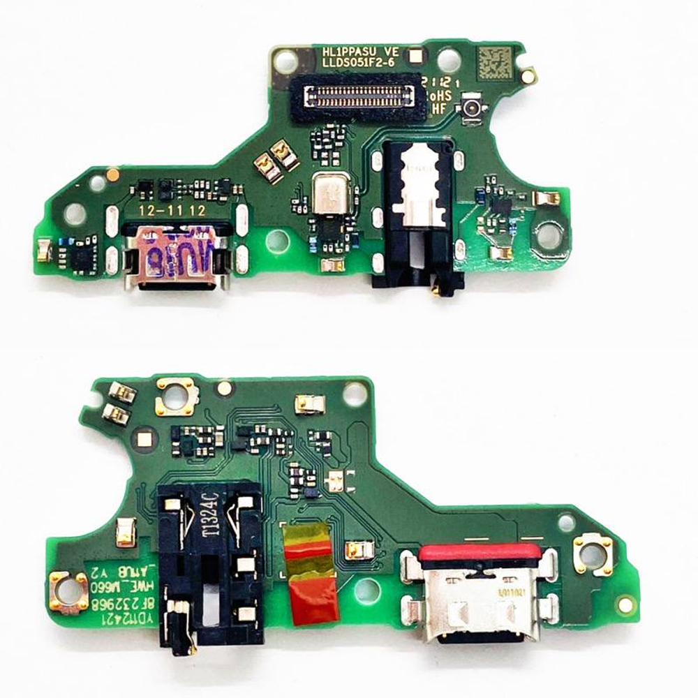 Шлейф для Huawei Honor 10X Lite/P Smart 2021 плата на системный разъем/разъем гарнитуры - Премиум