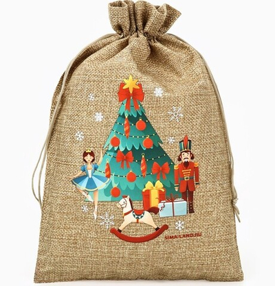 Мешочек подарочный новогодний с термонаклейкой 20х30 см