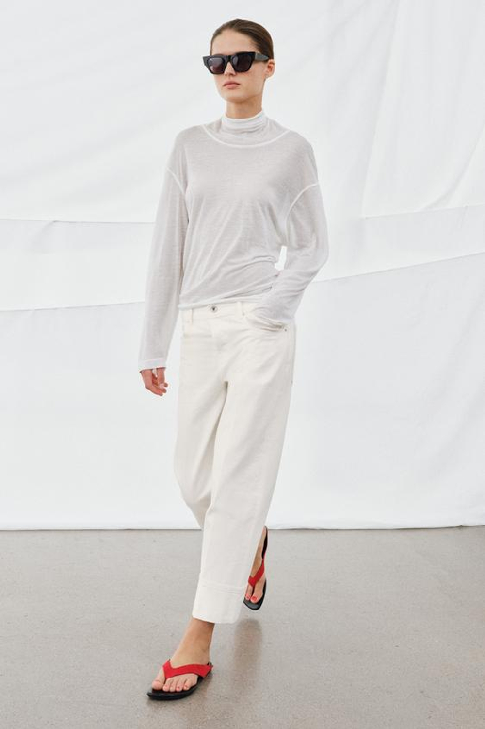 ZARA ДЖИНСЫ ПРЯМОГО КРОЯ С НИЗКОЙ ПОСАДКОЙ — ZW COLLECTION, БЕЛЫЙ