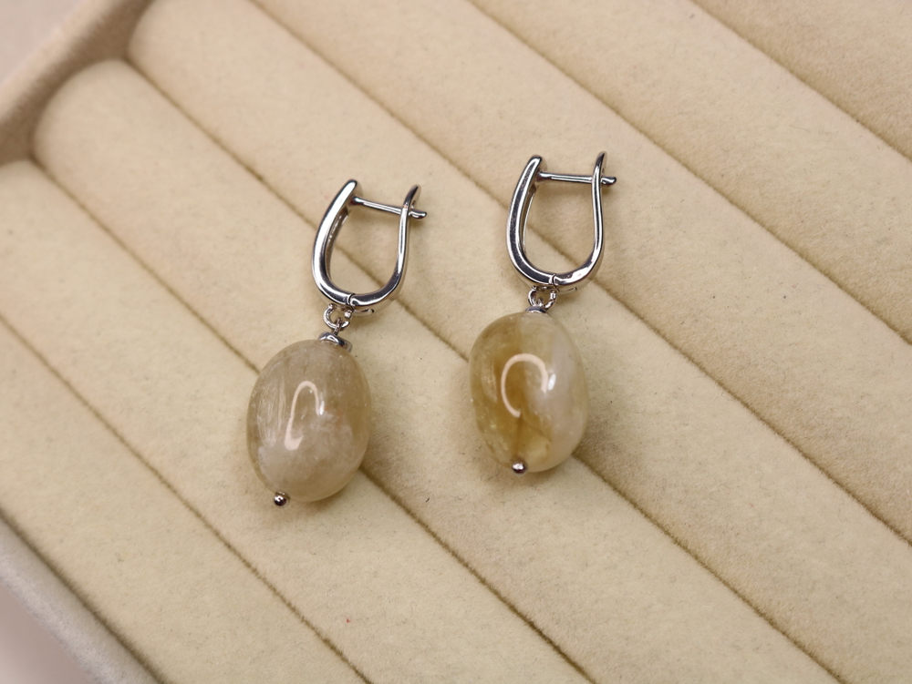 Серьги с натуральным цитрином "Цитриновая искра"