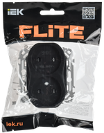 FLITE Розетка 2-местная без заземления с защитными шторками безвинтовое крепление 10А РСш02-1-ФлЧ черный IEK