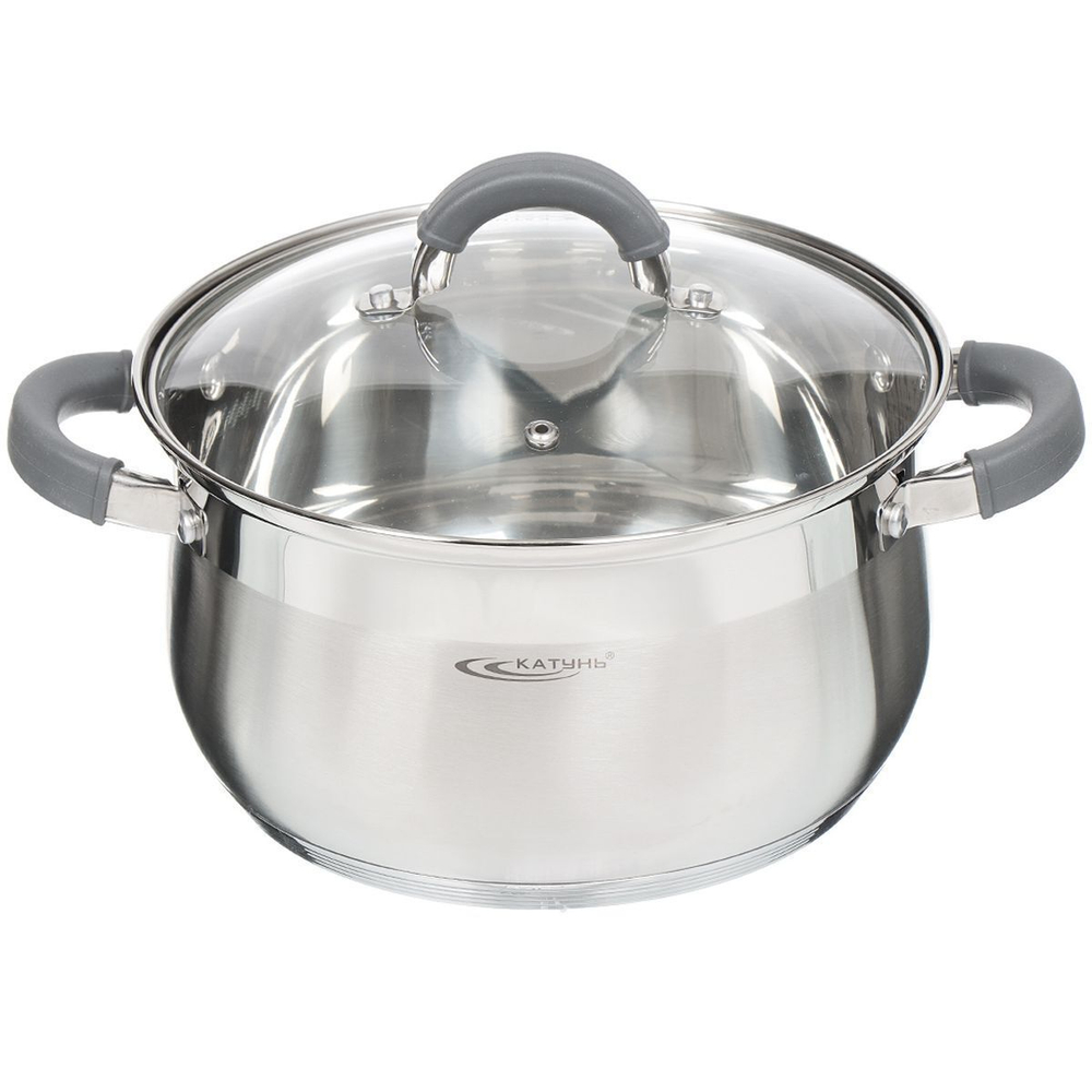 Кастрюля нерж, 5.2 л, с крыш, Катунь, Ирида, КТ08-D-22, индукц