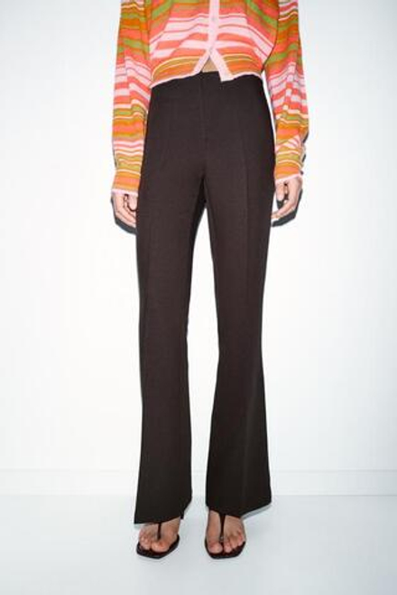 ZARA БРЮКИ FLARE С БОКОВЫМИ ШВАМИ, КОРИЧНЕВЫЙ