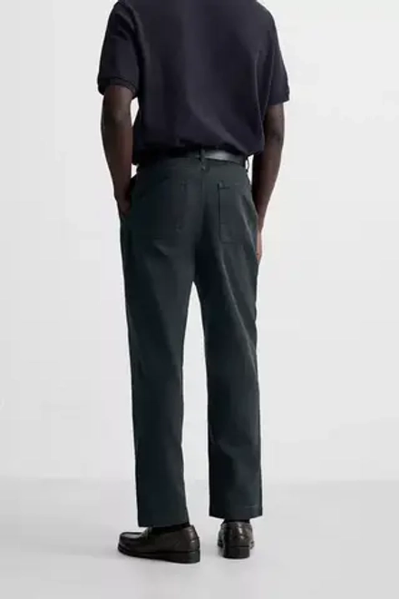 ZARA БРЮКИ REGULAR FIT СО СКЛАДКАМИ, СИНИЙ