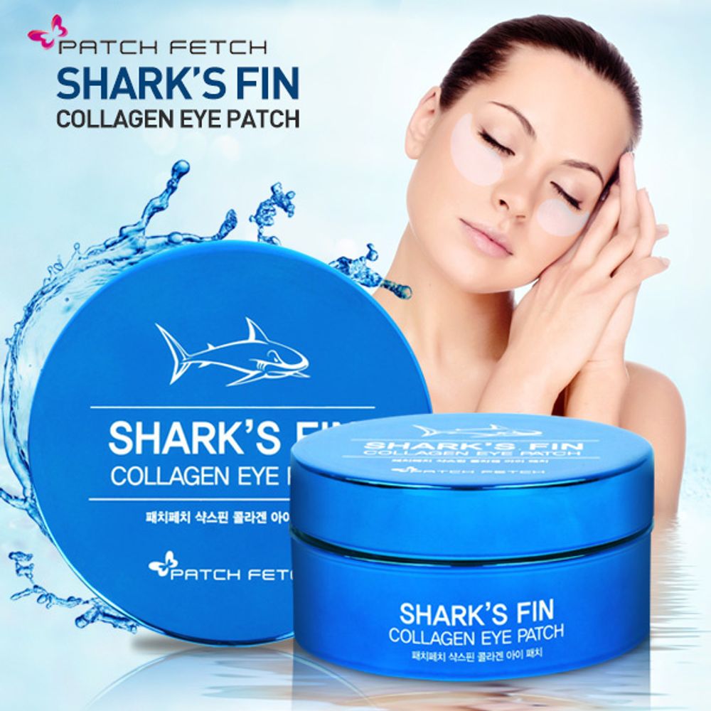 Гидрогелевые патчи с экстрактом акульего хряща PATCH FETCH Shark`s Fin Collagen Eye Patch, 60 шт