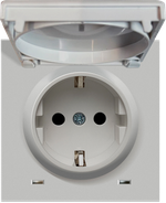 Накладка для розетки Schuko с заземлением, с крышкой, 16A 250 В~, матовый серый, серия R98
