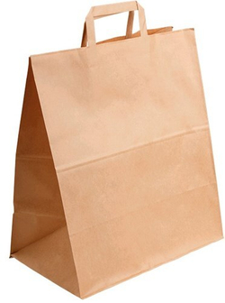 Крафт пакеты с плоскими ручками 32х32х18см, 70гр/м коричневые (1/200шт)