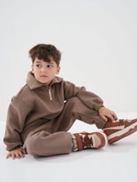 Джоггеры с карманами "Какао" утепленные