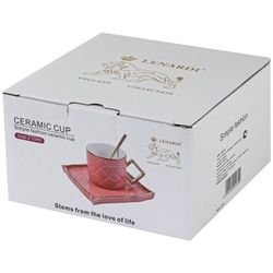 Lenardi 106-119 Чашка 210 мл с блюдцем и ложкой в под.уп.(х36)Фарфор