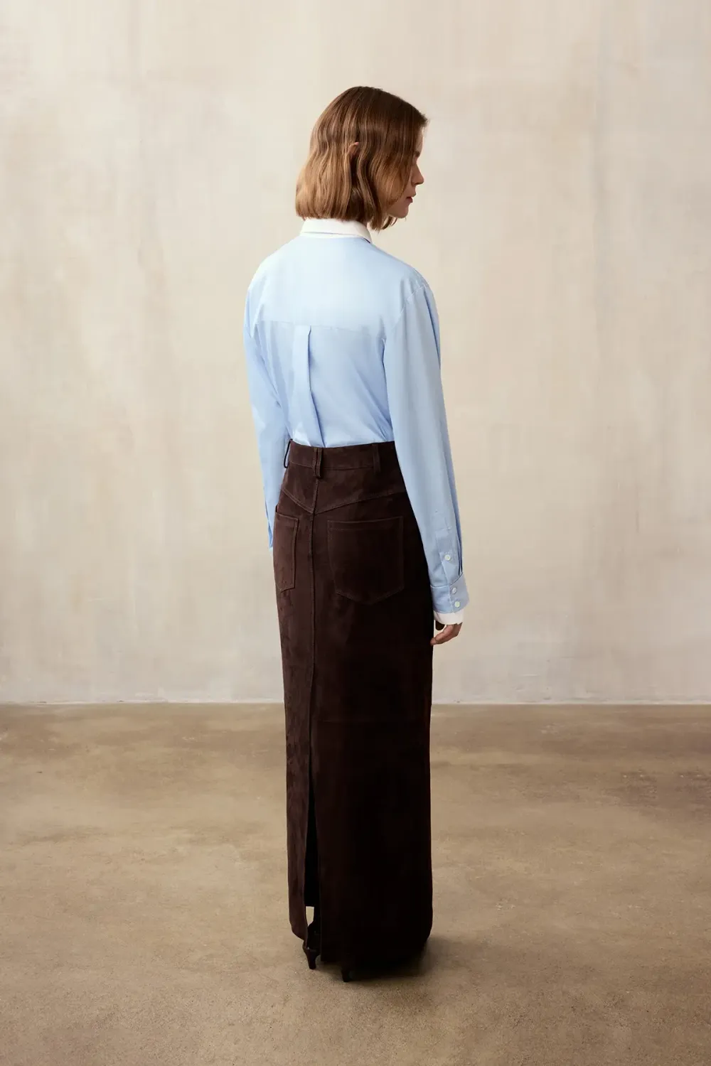 Юбка макси из замши (Brownie), шоколадная