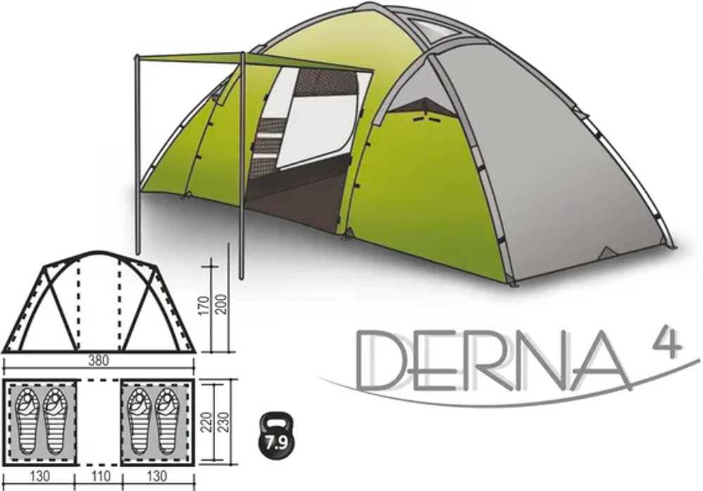 Палатка четырехместная DERNA 4 INDIANA(хаки)