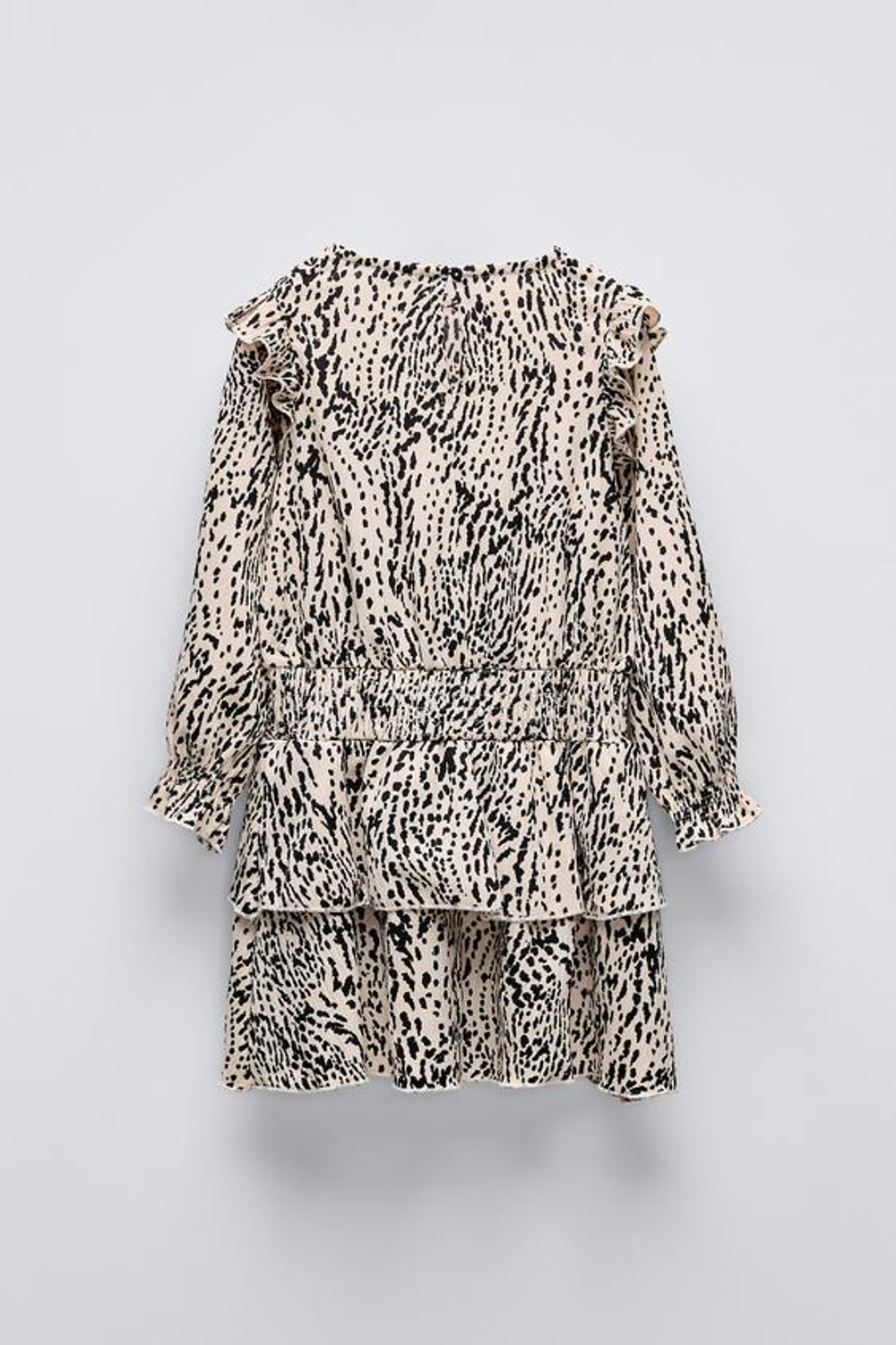 ZARA ПЛАТЬЕ ИЗ РЕЛЬЕФНОЙ ТКАНИ С ПРИНТОМ, ЭКРЮ