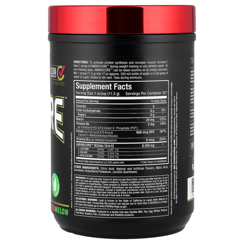 ALLMAX, AMINOCORE™ BCAA, со вкусом арбуза, 345 г (0,76 фунта)