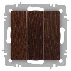 Выключатель Intro Accent 6-106-10 тройной, 10А-250В, IP20, СУ, AL/CU, венге | Intro