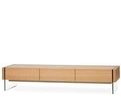 ТВ-тумба Somerset 188х38 см, шпон дуба, стеклянные ножки