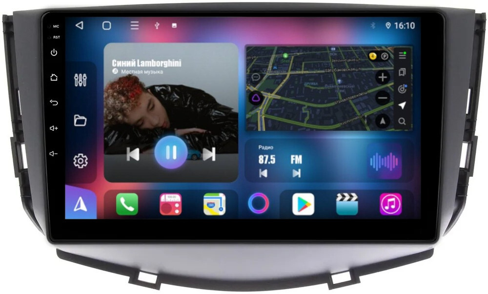 Магнитола для Lifan X60 2012-2016 - FarCar 198M монитор 9" QLED на Android 13, 8 ядер (TS18), CarPlay, 4G SIM-слот