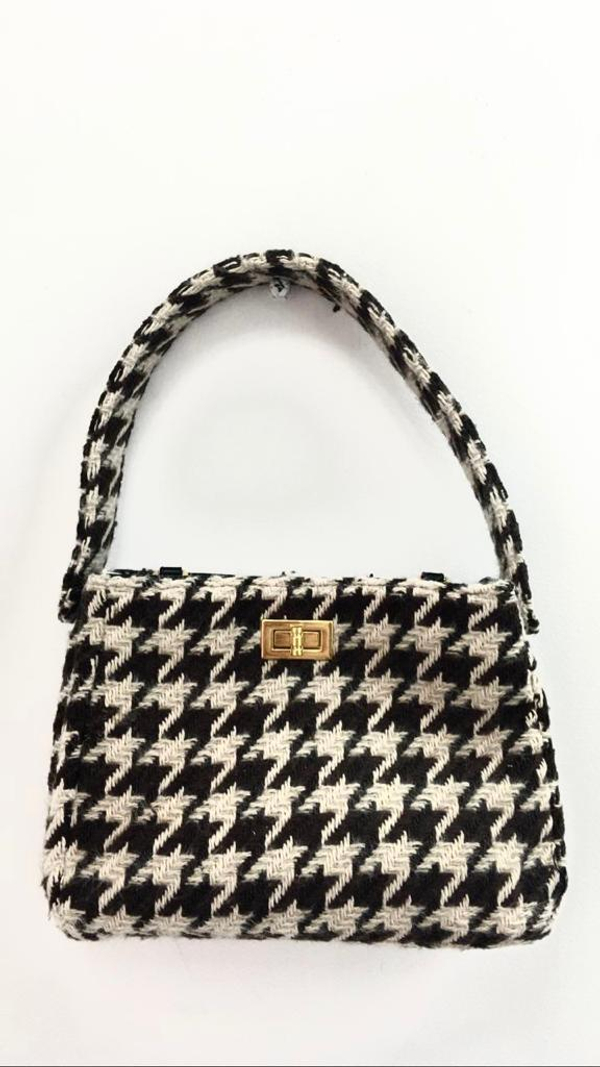 Сумка твидовая с принтом 'гусиная лапка '