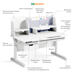 Стол письменный с электроприводом для школьников Ergokids Electro Multi BD-730