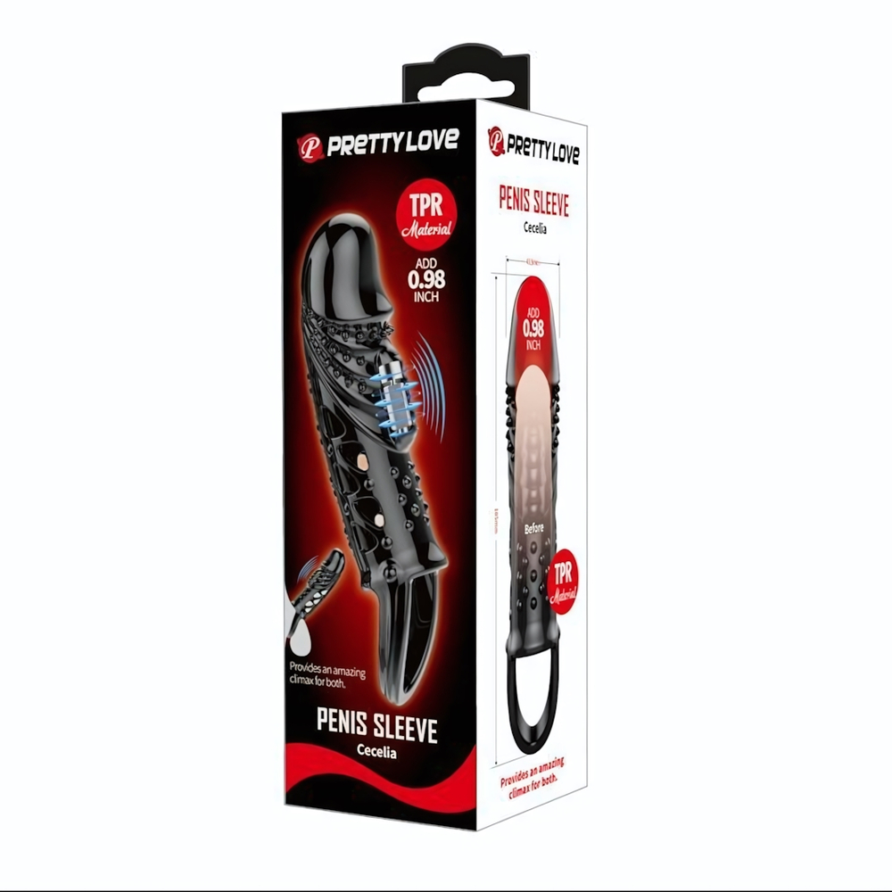 Черная насадка с вибрацией Cecelia - 18,5 см. (Цвет: черный)