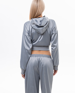 SILVER SATIN HOODIE