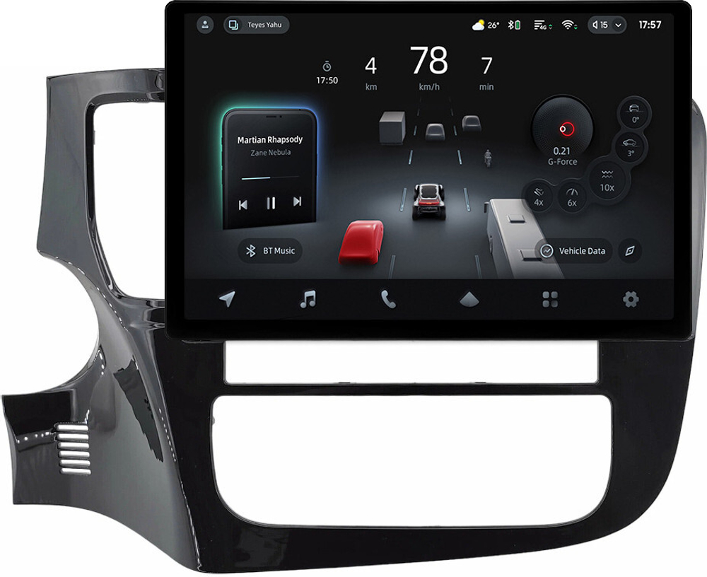Магнитола Mitsubishi Outlander 3 2012-2022 (левый руль, рамка 9) - Teyes CC4-PRO монитор 13" 2K QLED на Android 13, Snapdragon 778G, 8+128, AI, CarPlay, DSP, 4G SIM-слот