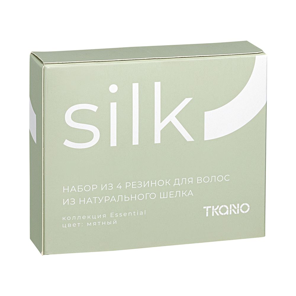 Набор из 4 шелковых резинок для волос мятного цвета из коллекции Essential