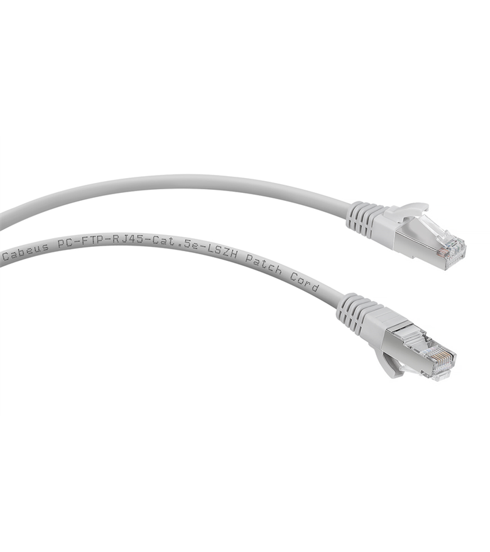 Cabeus PC-FTP-RJ45-Cat.5e-5m-LSZH Патч-корд F/UTP, категория 5е, 2xRJ45/8p8c, экранированный, серый, LSZH, 5м
