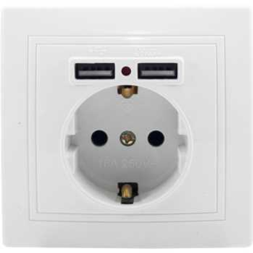 Розетка 1 гнездо (с/з) с USB, С/У. белый