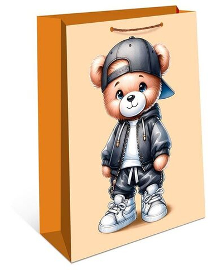 Пакет подар. бумажн. 26*32*12 см, 130гр/м2 Мишка