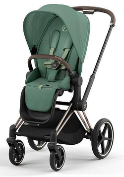 Коляска Cybex Priam IV Rosegold complete и автокресло Cloud G i-Size Fog Grey 3 в 1 Leaf Green