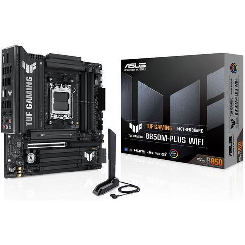 Материнская плата ASUS TUF GAMING B850M-PLUS WIFI (AM5/AMD B850/4xDDR5/PCI-Ex16/3xM.2/SB/Wi-Fi/BT/GLAN/DP/HDMI/mATX)