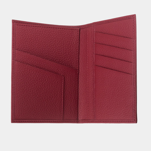 Кожаная обложка для паспорта и автодокументов, теленок вишневого цвета