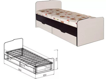 Кровать 0,8 (с основанием, без матр.0,8*2,0)