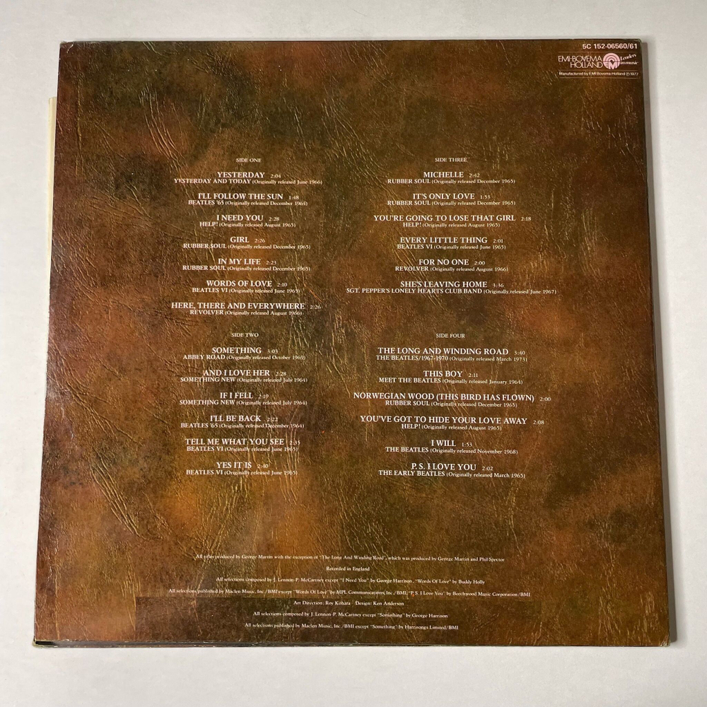 Винтажная виниловая пластинка LP The Beatles Love Songs (Holland 1977) Yesterday
