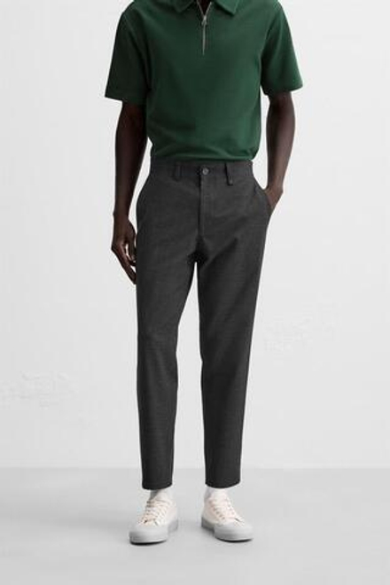 ZARA БРЮКИ КОМФОРТНОЙ ПОСАДКИ ИЗ РЕЛЬЕФНОЙ ТКАНИ, АНТРАЦИТОВО-СЕРЫЙ