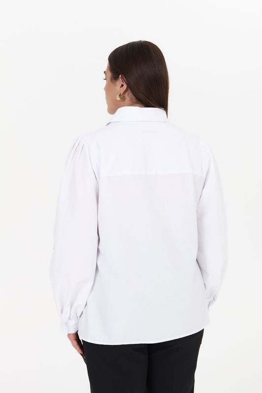 Рубашка с вышивкой на рукавах, белый