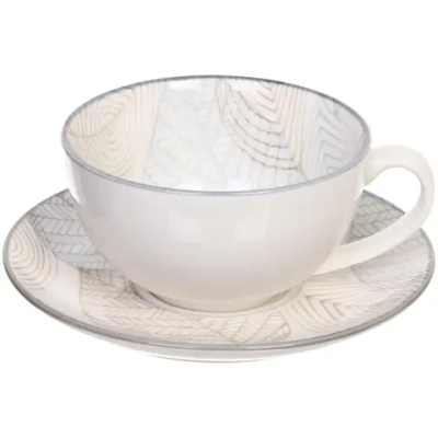 Чайная пара керамическая «Эдельвейс» (кружка 220мл+блюдце), кофейно-синяя