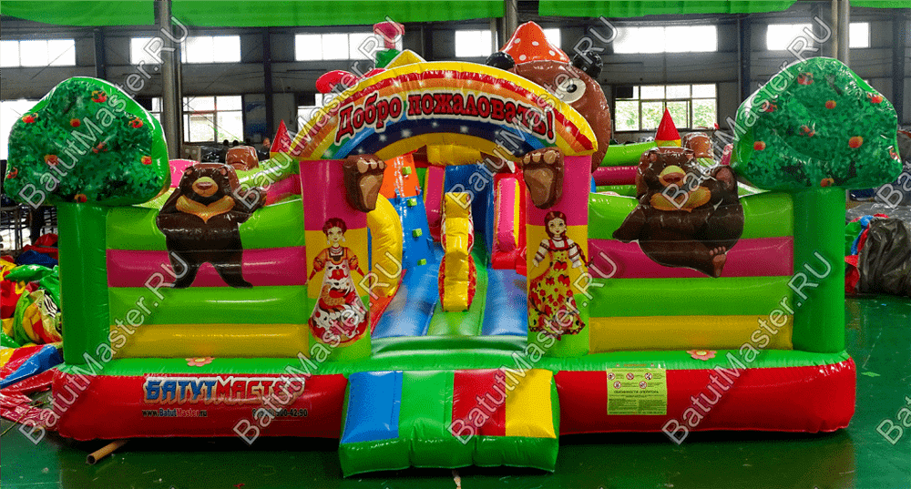 Коммерческий надувной батут "Маша и Миша" 11*7*3 м